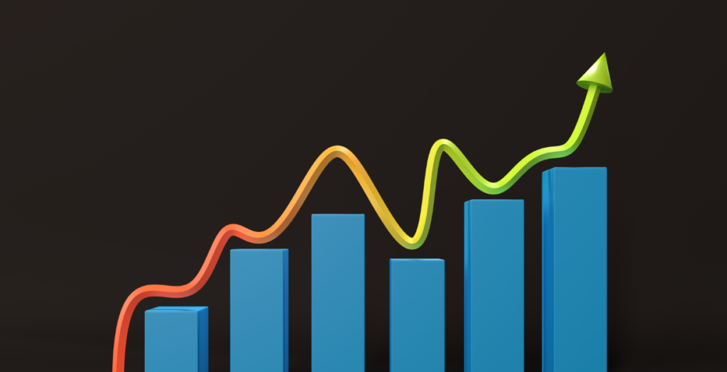 マーケティング計画のPDCAサイクルによる改善プロセスと成果の推移図